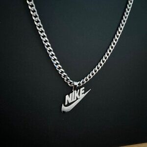 Nike + Swoosh Necklace 5mm Cuban (Silver) 22 inches - Gift for Him - Y2K
